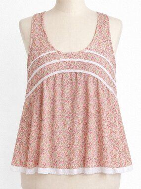 Romantic Boho Cottagecore Floral Tank Top White Lace Cotton Olsenboye L